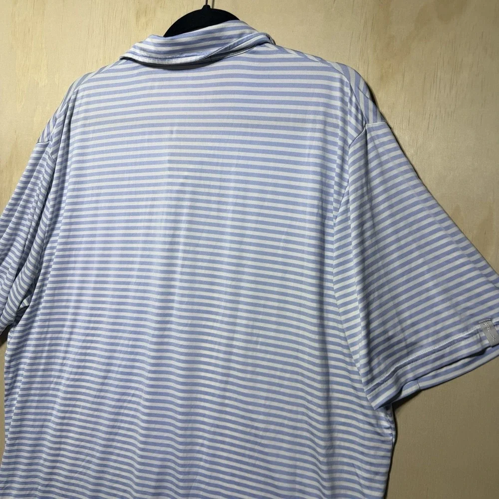 RL Ralph Lauren‎ Polo Shirt Mens L Blue White Striped Golf Stretch Performance
